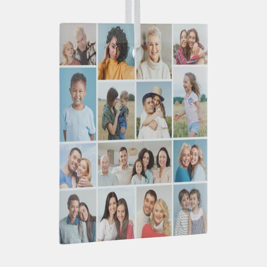 Creëer Uw eigen 15 fotocollage Glas Ornament (Voorkant Rechts)