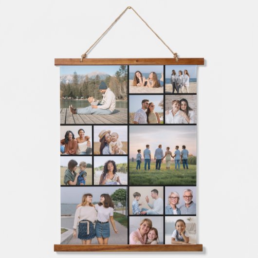 Creëer Uw eigen 15 fotocollage Hangend Wandkleed (Voorkant)