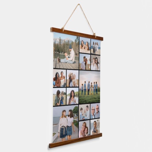 Creëer Uw eigen 15 fotocollage Hangend Wandkleed (Gebogen)