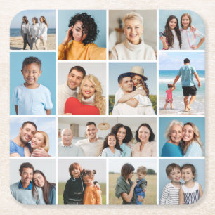 Creëer Uw eigen 15 fotocollage Kartonnen Onderzetters