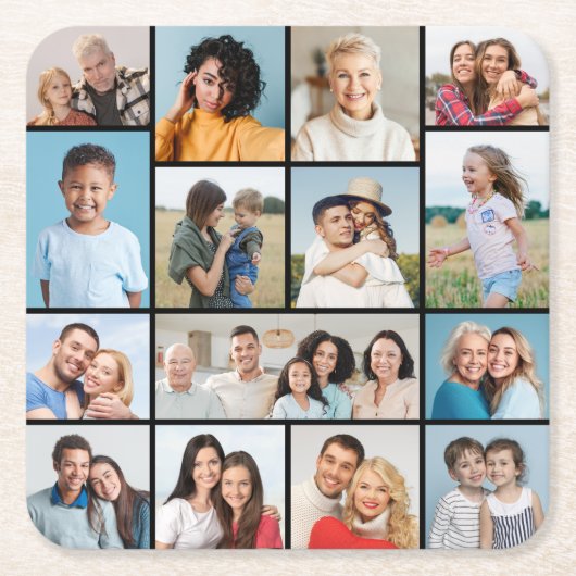Creëer Uw eigen 15 fotocollage Kartonnen Onderzetters (Voorkant)