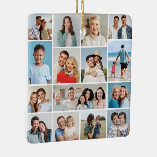 Creëer Uw eigen 15 fotocollage Keramisch Ornament (Rechts)