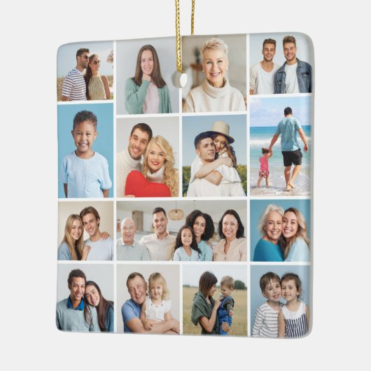 Creëer Uw eigen 15 fotocollage Keramisch Ornament (Links)