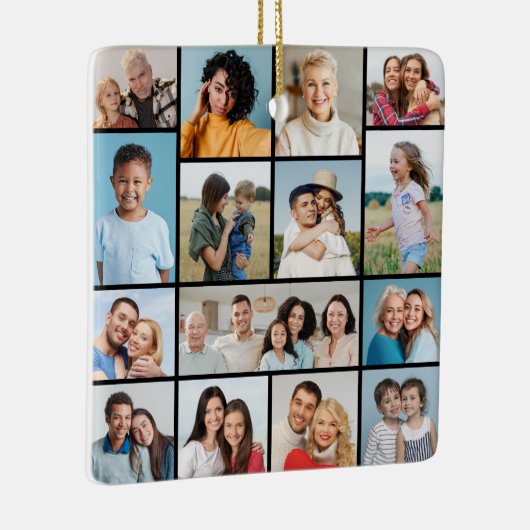 Creëer Uw eigen 15 fotocollage Keramisch Ornament (Rechts)
