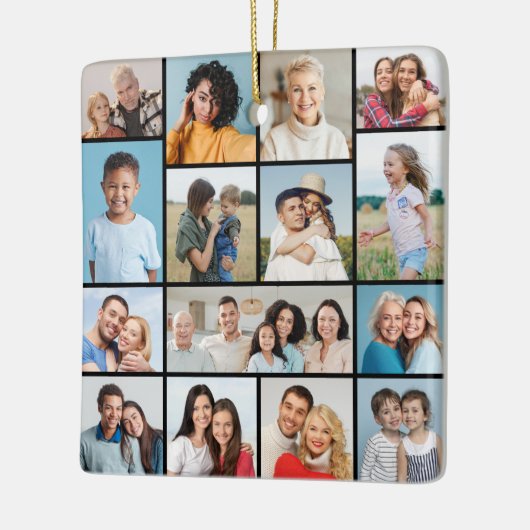 Creëer Uw eigen 15 fotocollage Keramisch Ornament (Links)