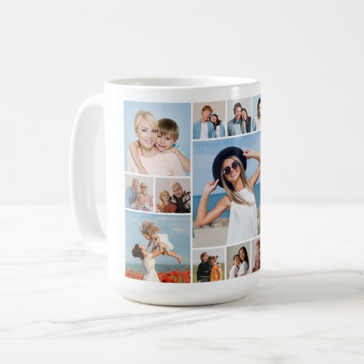 Creëer Uw eigen 15 fotocollage Koffiemok (Voorkant links)