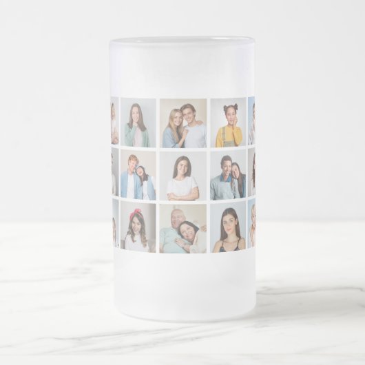 Creëer Uw eigen 15 fotocollage Matglas Bierpul (Center)