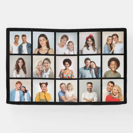 Creëer Uw eigen 15 fotocollage Spandoek (Horizontaal)