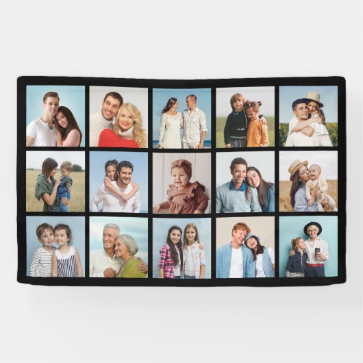 Creëer Uw eigen 15 fotocollage Spandoek (Horizontaal)