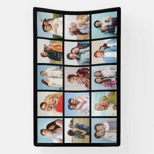 Creëer Uw eigen 15 fotocollage Spandoek (Verticaal)