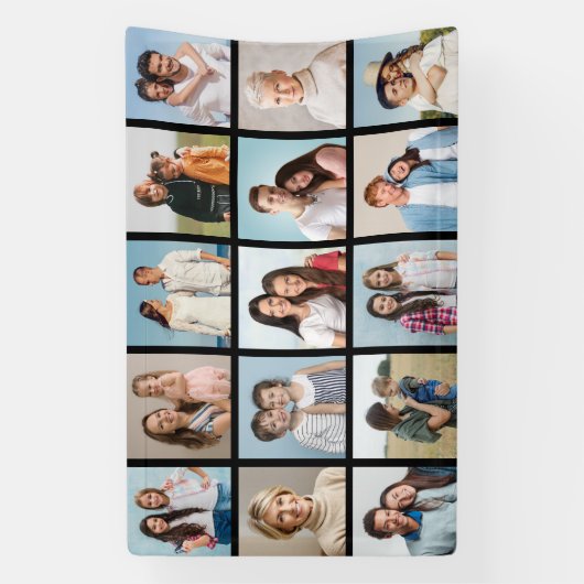 Creëer Uw eigen 15 fotocollage Spandoek (Verticaal)