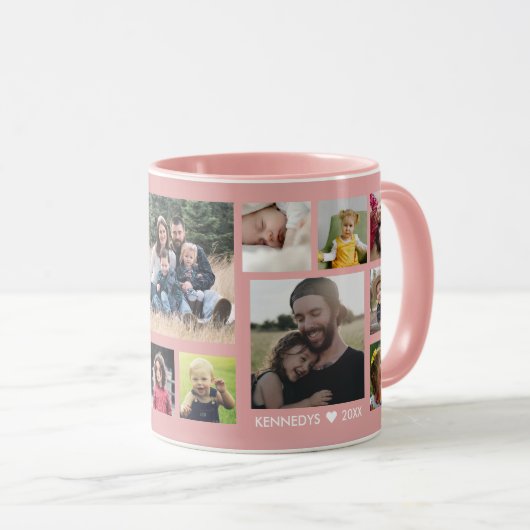 Creëer Uw eigen 15-serie Foto Collage Pink Mok (Voorkant rechts)