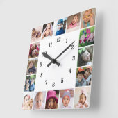 Creëer uw eigen 16 foto collage zwart en wit vierkante klok (Hoek)