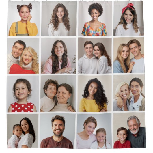 Creëer Uw eigen 16 Fotocollage Douchegordijn (Voorkant)