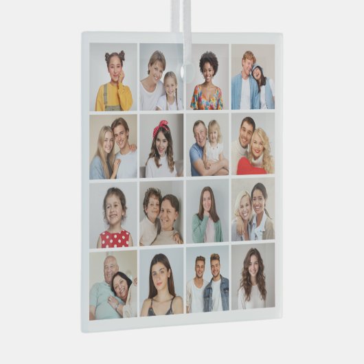 Creëer Uw eigen 16 Fotocollage Glas Ornament (Voorkant Rechts)