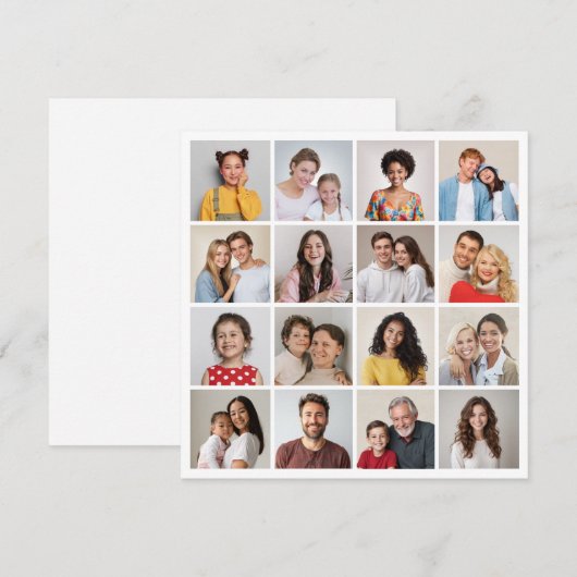 Creëer Uw eigen 16 Fotocollage Notitiekaartje (Voorkant / Achterkant)