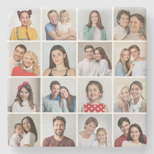 Creëer Uw eigen 16 Fotocollage Stenen Onderzetter (Voorkant)