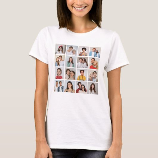 Creëer Uw eigen 16 Fotocollage Vrouwen T-shirt (Voorkant)
