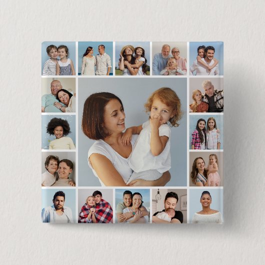 Creëer Uw eigen 17 Fotocollage Button (Voorkant)