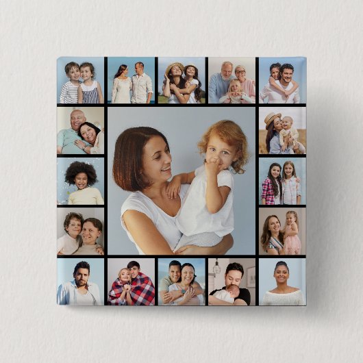 Creëer Uw eigen 17 Fotocollage Button (Voorkant)