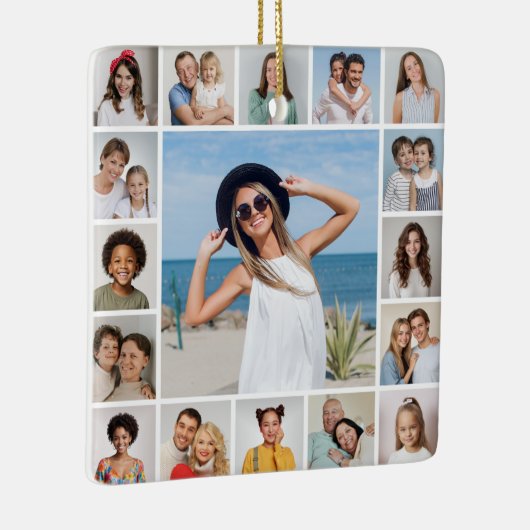 Creëer Uw eigen 17 fotocollage Keramisch Ornament (Rechts)