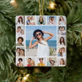 Creëer Uw eigen 17 fotocollage Keramisch Ornament