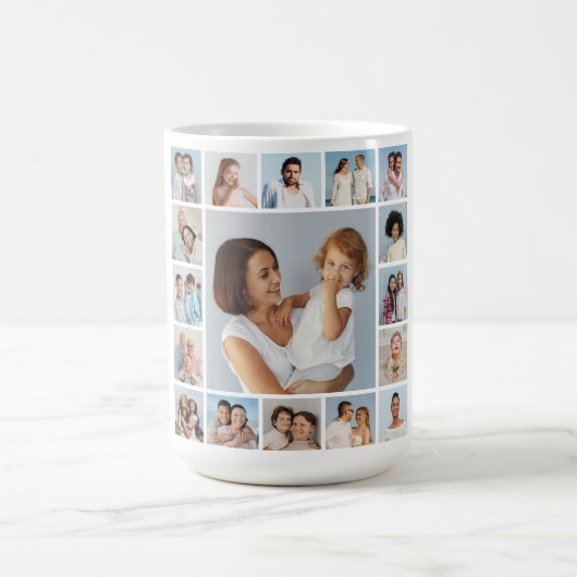 Creëer Uw eigen 17 fotocollage Koffiemok (Center)