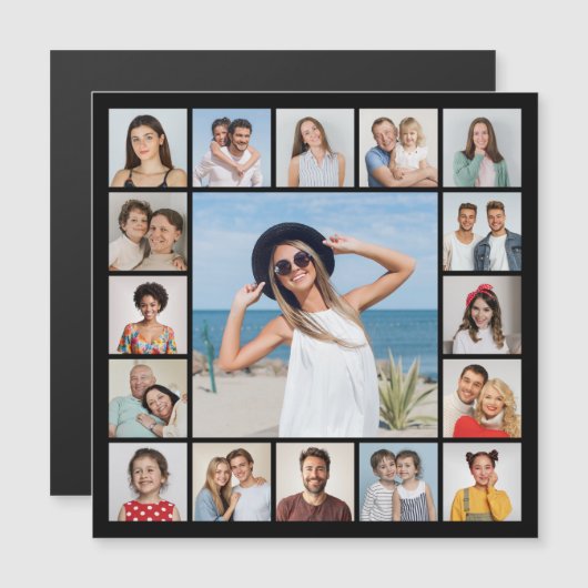 Creëer Uw eigen 17 Fotocollage Magnetische Kaart (Voorkant / Achterkant)
