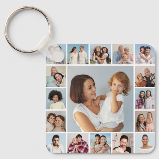 Creëer Uw eigen 17 fotocollage Sleutelhanger (Voorkant)