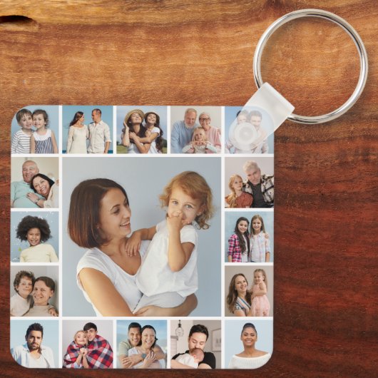 Creëer Uw eigen 17 fotocollage Sleutelhanger (Achterkant)