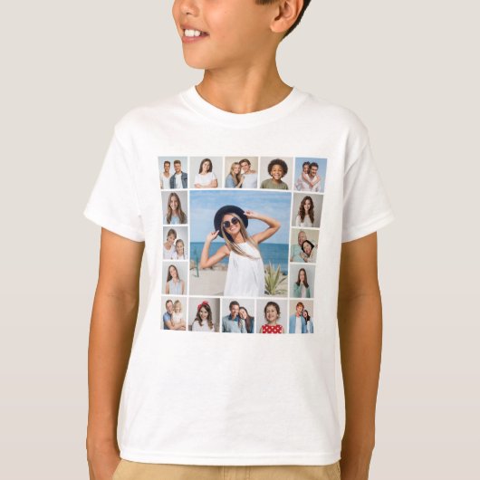 Creëer Uw eigen 17 fotocollage T-shirt (Voorkant)