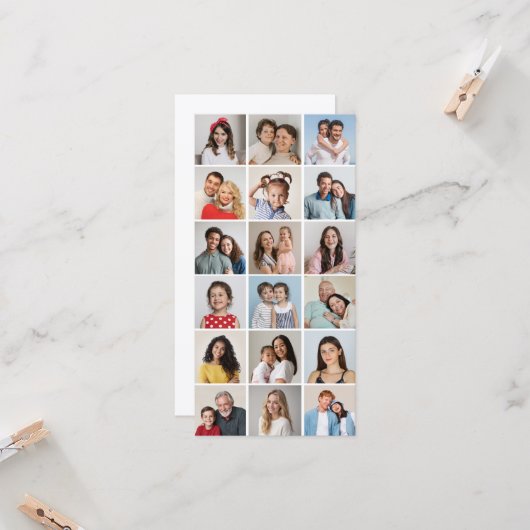 Creëer Uw eigen 18 Foto-Collage bewerkbare kleur Kaart (Voorkant / Achterkant in situ)