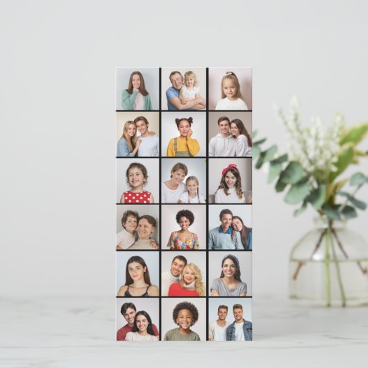 Creëer Uw eigen 18 Foto-Collage bewerkbare kleur Kaart (Staand voorkant)