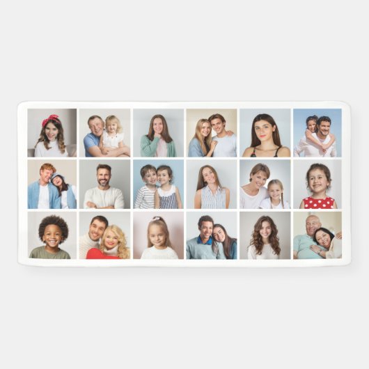 Creëer Uw eigen 18 Foto-Collage bewerkbare kleur Spandoek (Horizontaal)