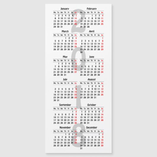 Creëer uw eigen 2018 kalender magnetische kaart (Voorkant)