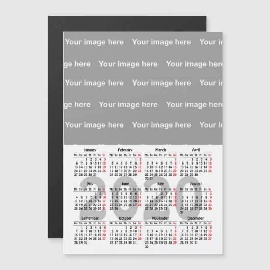 Creëer uw eigen 2020-kalender Magnetic Card (Voorkant / Achterkant)