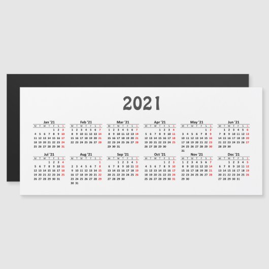 Creëer uw eigen 2021 kalender Magnetische kaart (Voorkant / Achterkant)