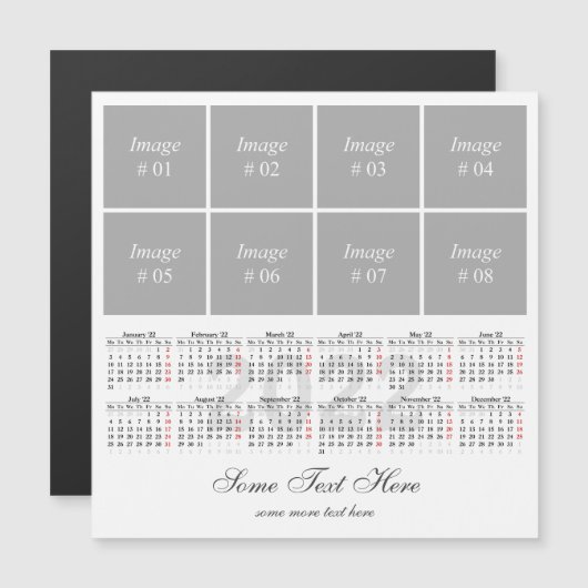 Creëer uw eigen 2022 kalender Magnetische kaart (Voorkant / Achterkant)