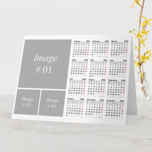 Creëer uw eigen 2022-kalenderkaart kaart (Gele Bloem)