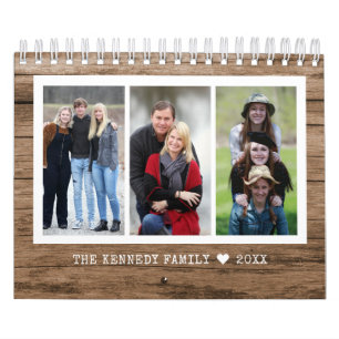 Creëer Uw Eigen 2024 Familie Foto Rustiek Hout Kalender