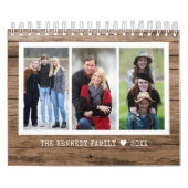 Creëer Uw Eigen 2024 Familie Foto Rustiek Hout Kalender (Hoes)
