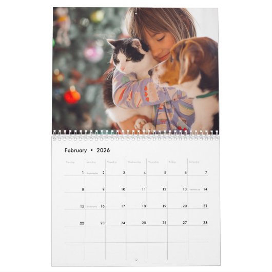 creëer uw eigen 2025 Simple Custom Photo Collage Kalender (Feb 2026)