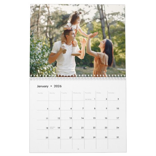 creëer uw eigen 2025 Simple Custom Photo Collage Kalender (Jan 2026)