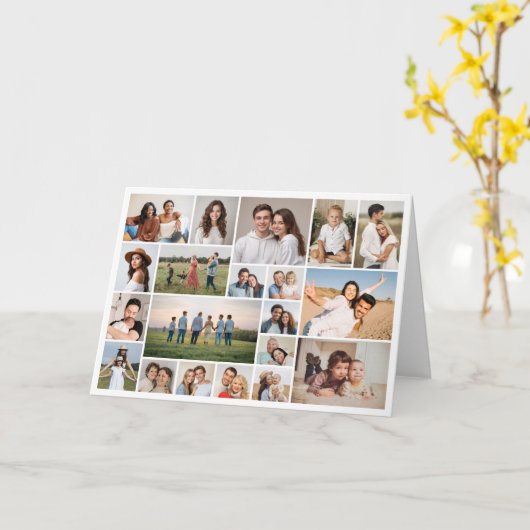 Creëer Uw eigen 20 Fotocollage Groet Kaart (Gele Bloem)