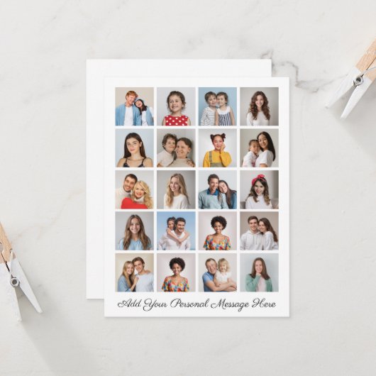 Creëer Uw eigen 20 fotocollage Uw groet toevoegen Kaart (Voorkant / Achterkant in situ)