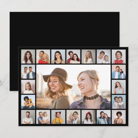 Creëer Uw eigen 21 bewerkbare kleur voor fotocolla Feestdagenkaart (Voorkant / Achterkant)