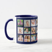 Creëer Uw eigen 22 foto collage familienaam blauw Mok (Links)