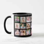 Creëer Uw Eigen 22 Foto Collage Familienaam Zwart Mok (Links)