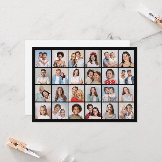 Creëer Uw Eigen 24 Fotocollage Groet Kaart (Voorkant / Achterkant in situ)