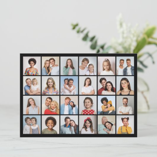 Creëer Uw Eigen 24 Fotocollage Groet Kaart (Staand voorkant)